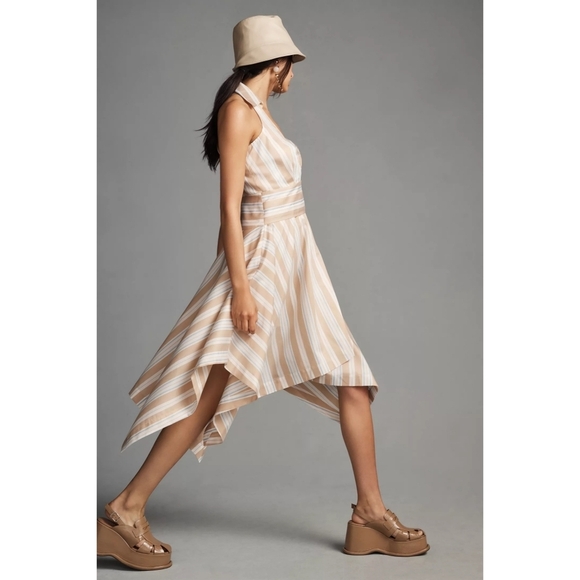 NWT Anthropologie X Maeve Assymetrical Wrap Halter Neck Shirt Dress Size 6 - Picture 4 of 11